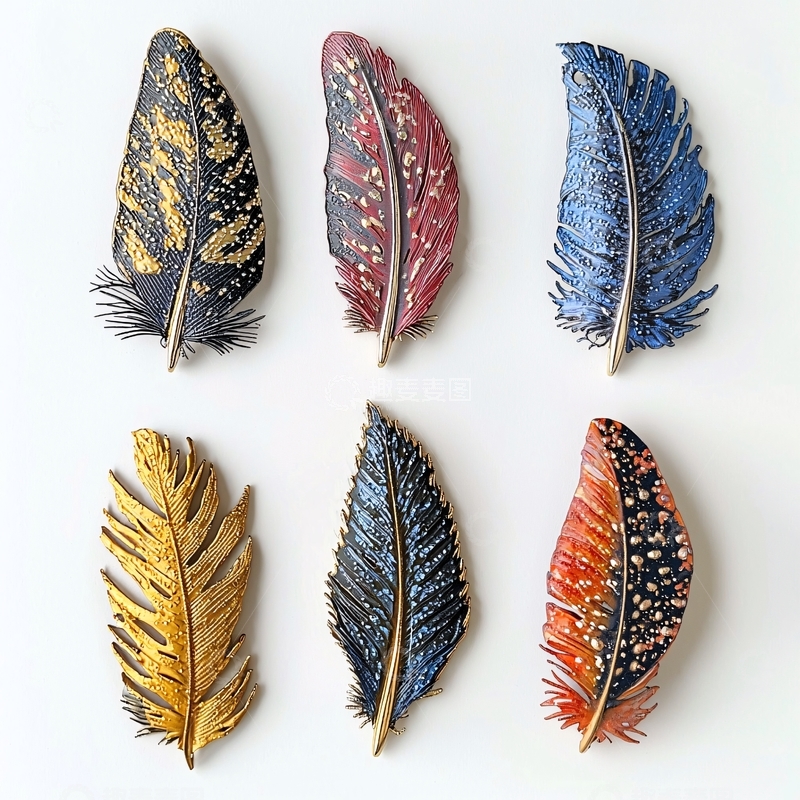 高清大图下载【趣麦麦图】彩色羽毛胸针