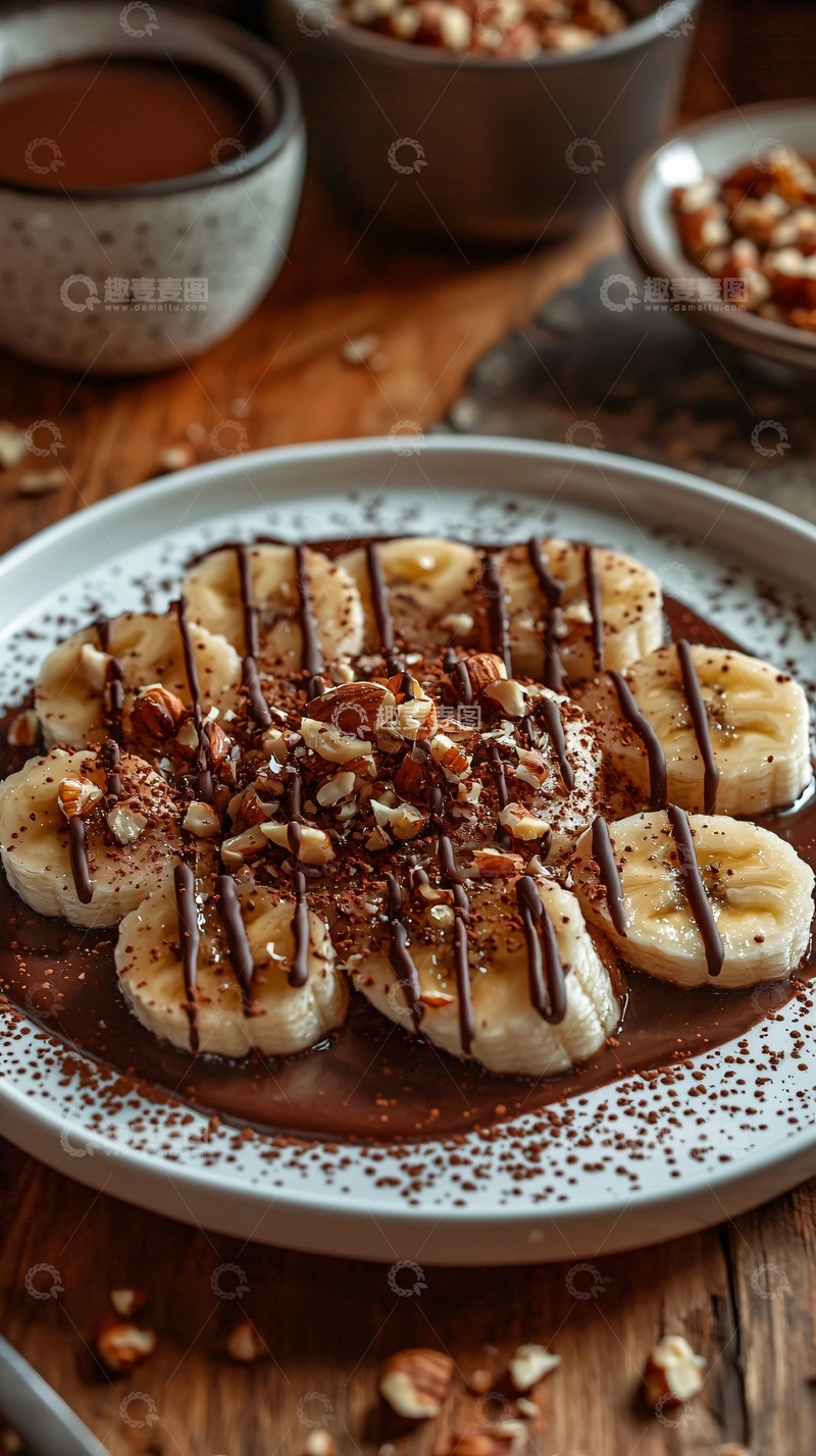高清大图下载【趣麦麦图】香蕉巧克力甜点拼盘