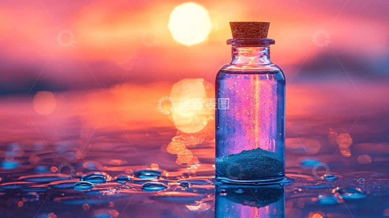 高清大图下载【趣麦麦图】日落背景下的小瓶子