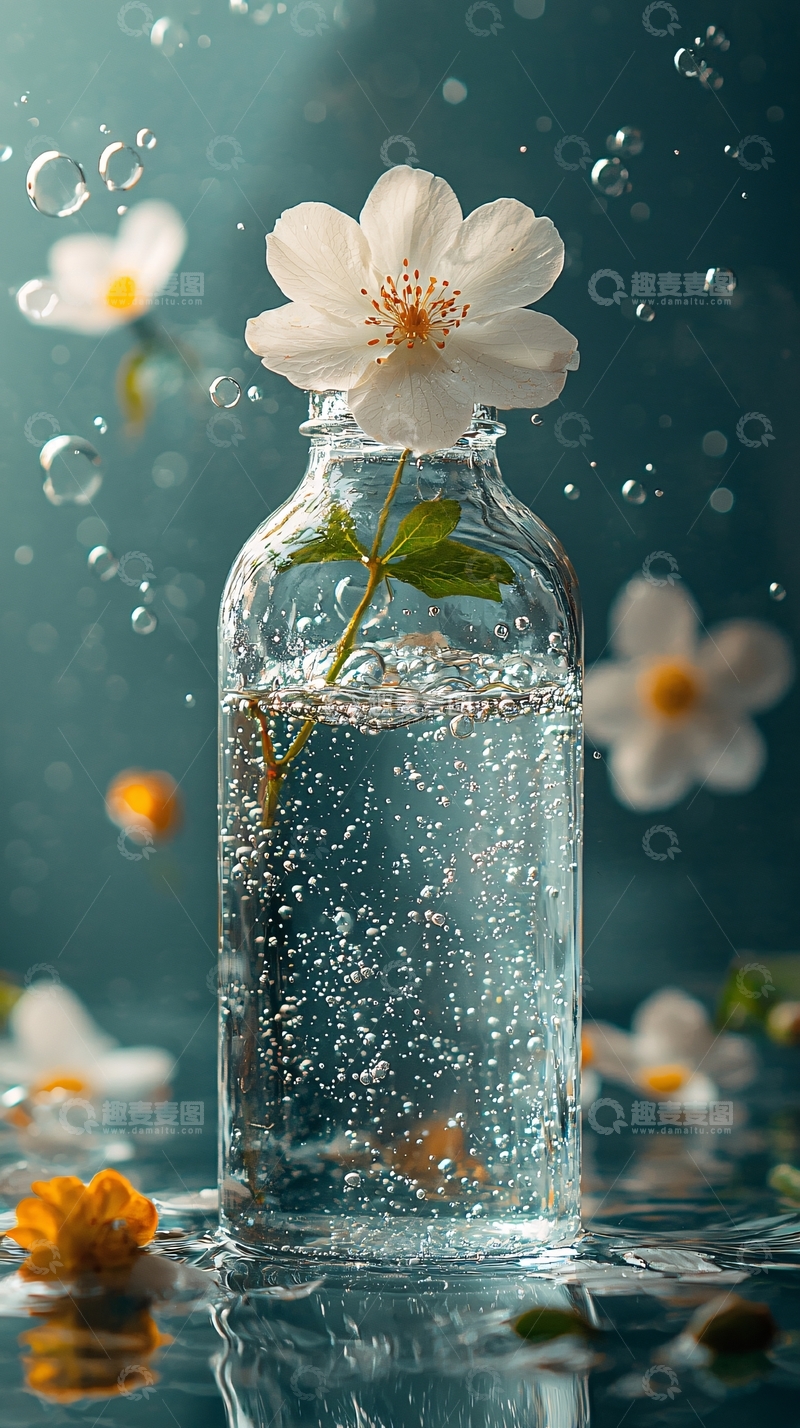 高清大图下载【趣麦麦图】花瓶中的花与水珠