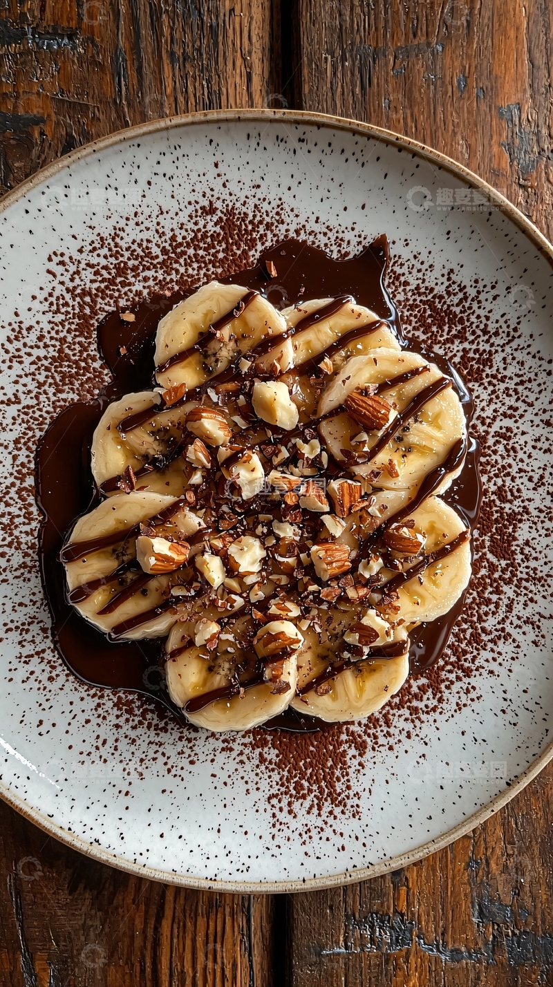 高清大图下载【趣麦麦图】巧克力香蕉坚果甜点