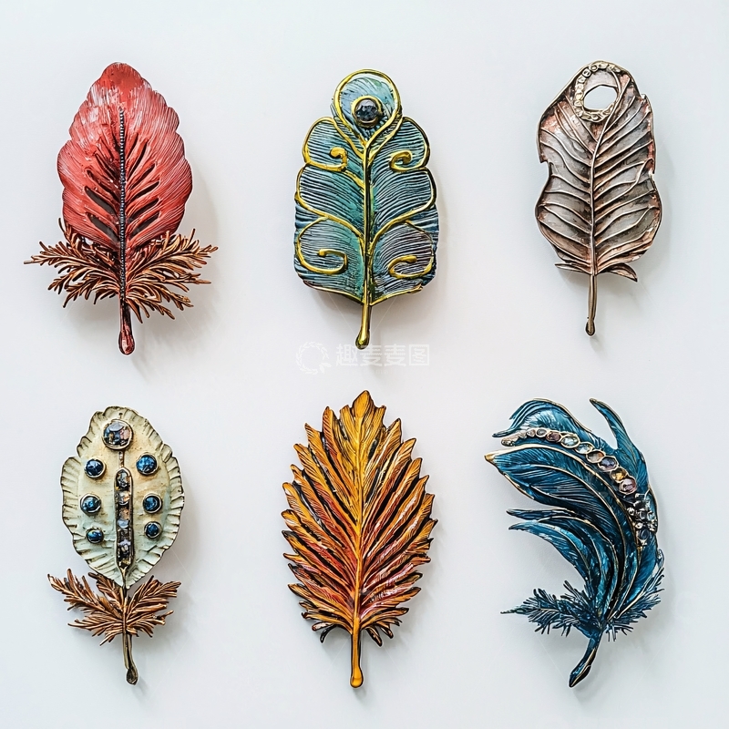 高清大图下载【趣麦麦图】手工羽毛胸针