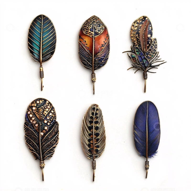 高清大图下载【趣麦麦图】复古羽毛胸针