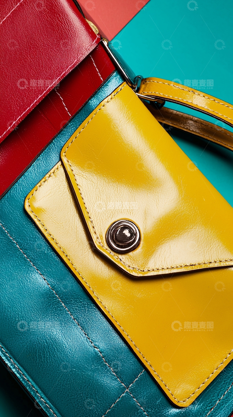 高清大图下载【趣麦麦图】彩色拼接皮革钱包