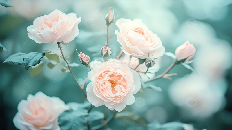 高清大图下载【趣麦麦图】浅粉色玫瑰花田园风光