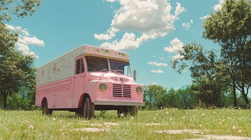 粉色复古冰淇淋卡车