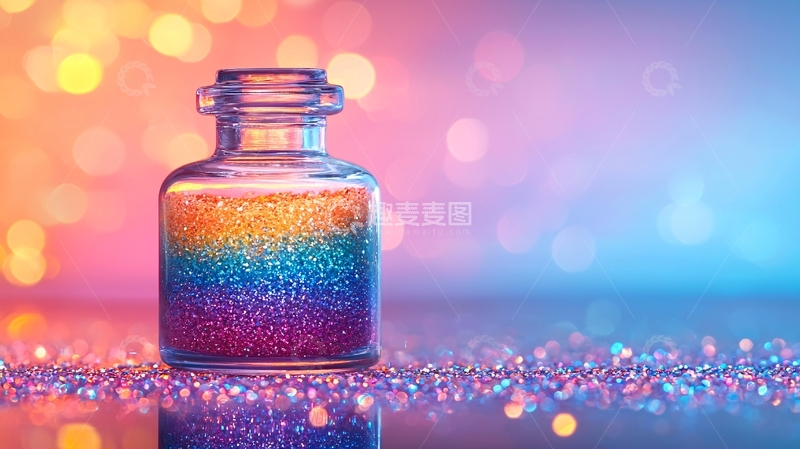 高清大图下载【趣麦麦图】彩色闪光粉瓶子