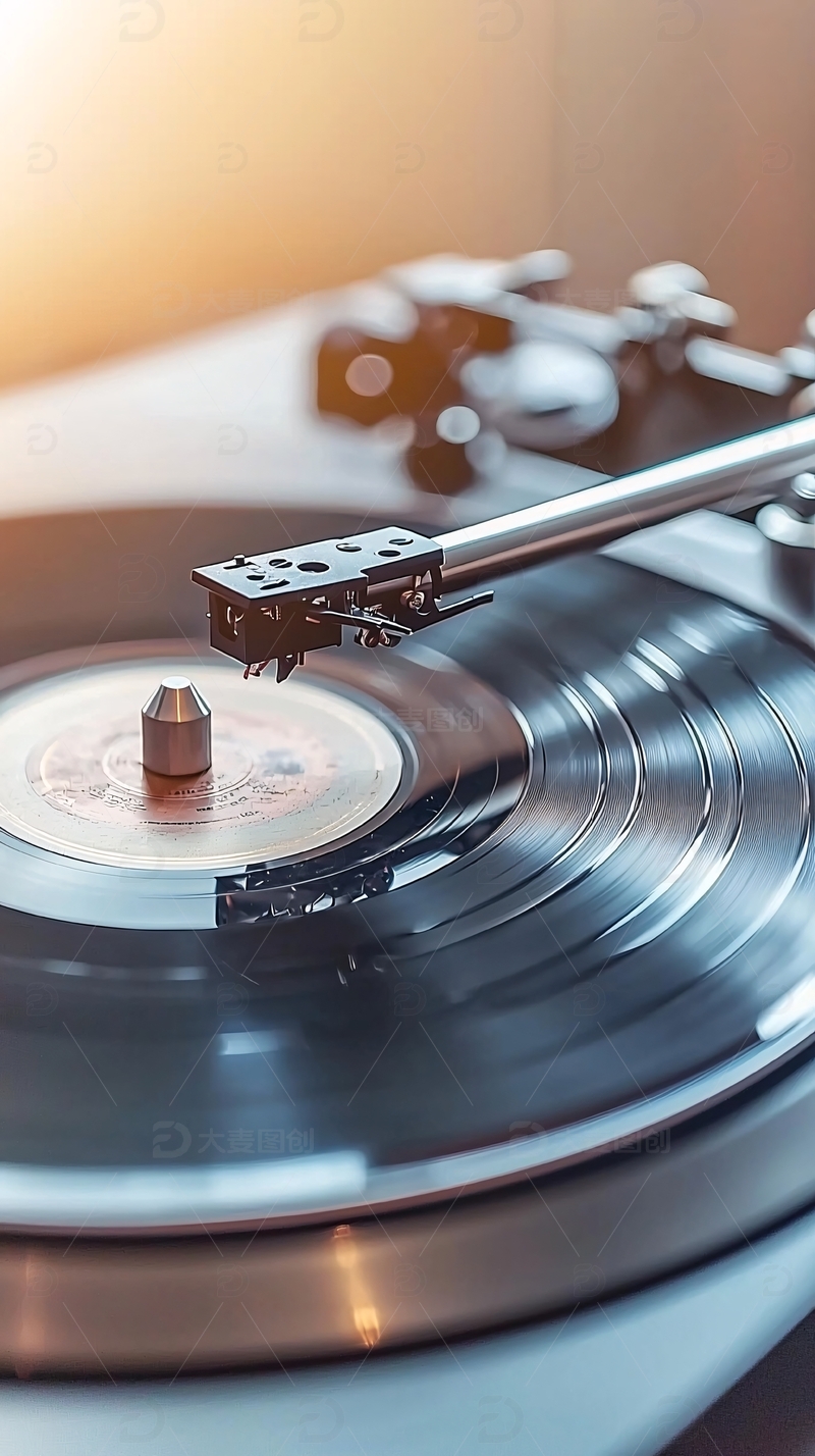 高清大图下载【趣麦麦图】黑胶唱片机特写