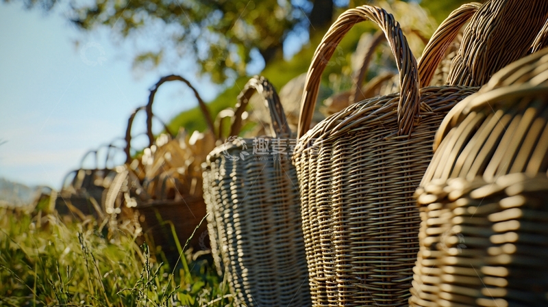 高清大图下载【趣麦麦图】户外田园藤编篮子