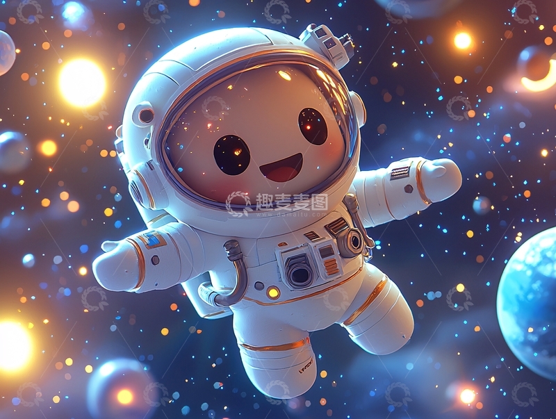 高清大图下载【趣麦麦图】小小宇航员在太空中