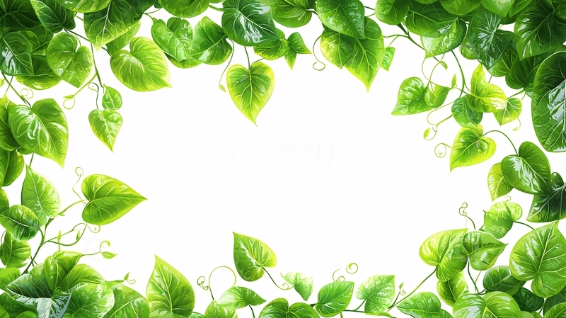 高清大图下载【趣麦麦图】绿色叶子环绕边框