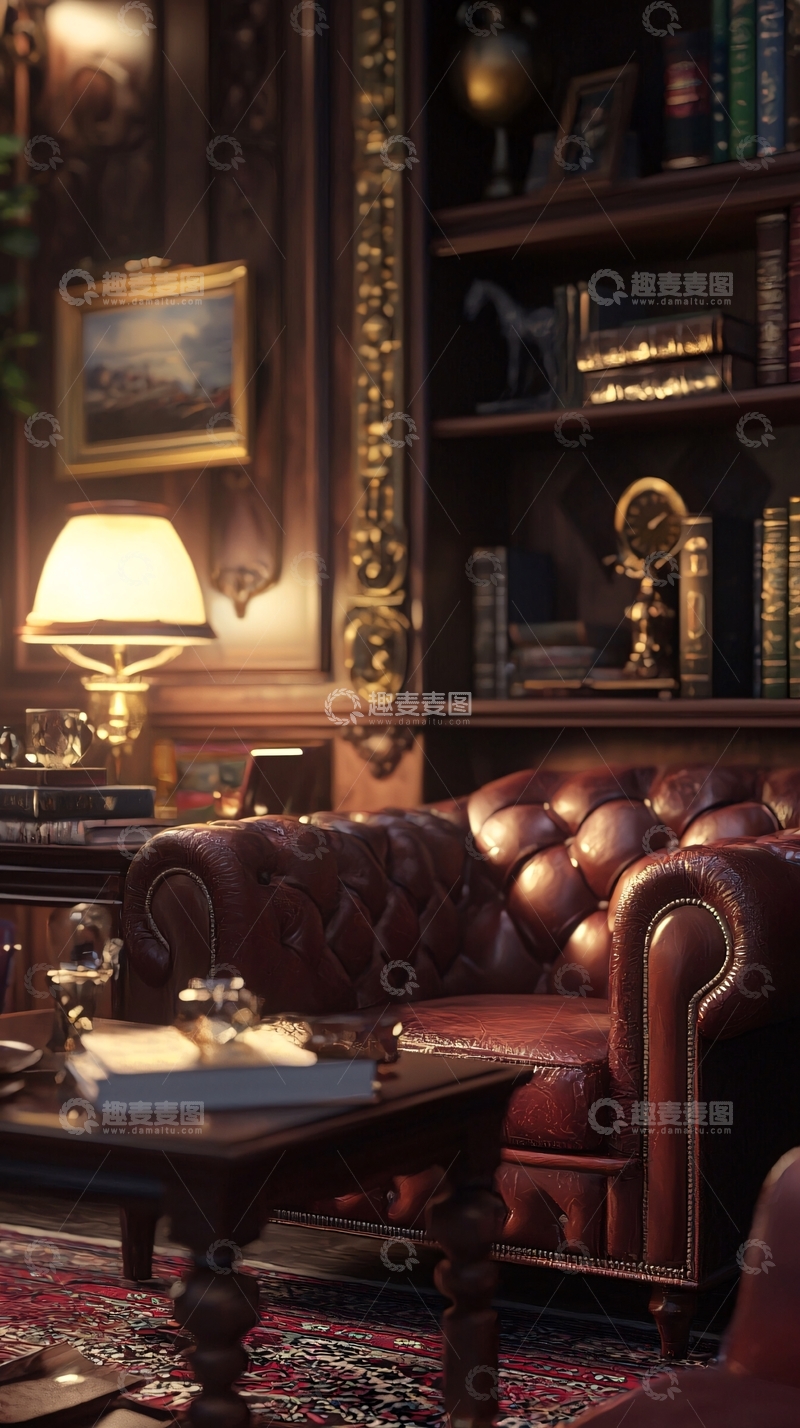 高清大图下载【趣麦麦图】奢华复古书房