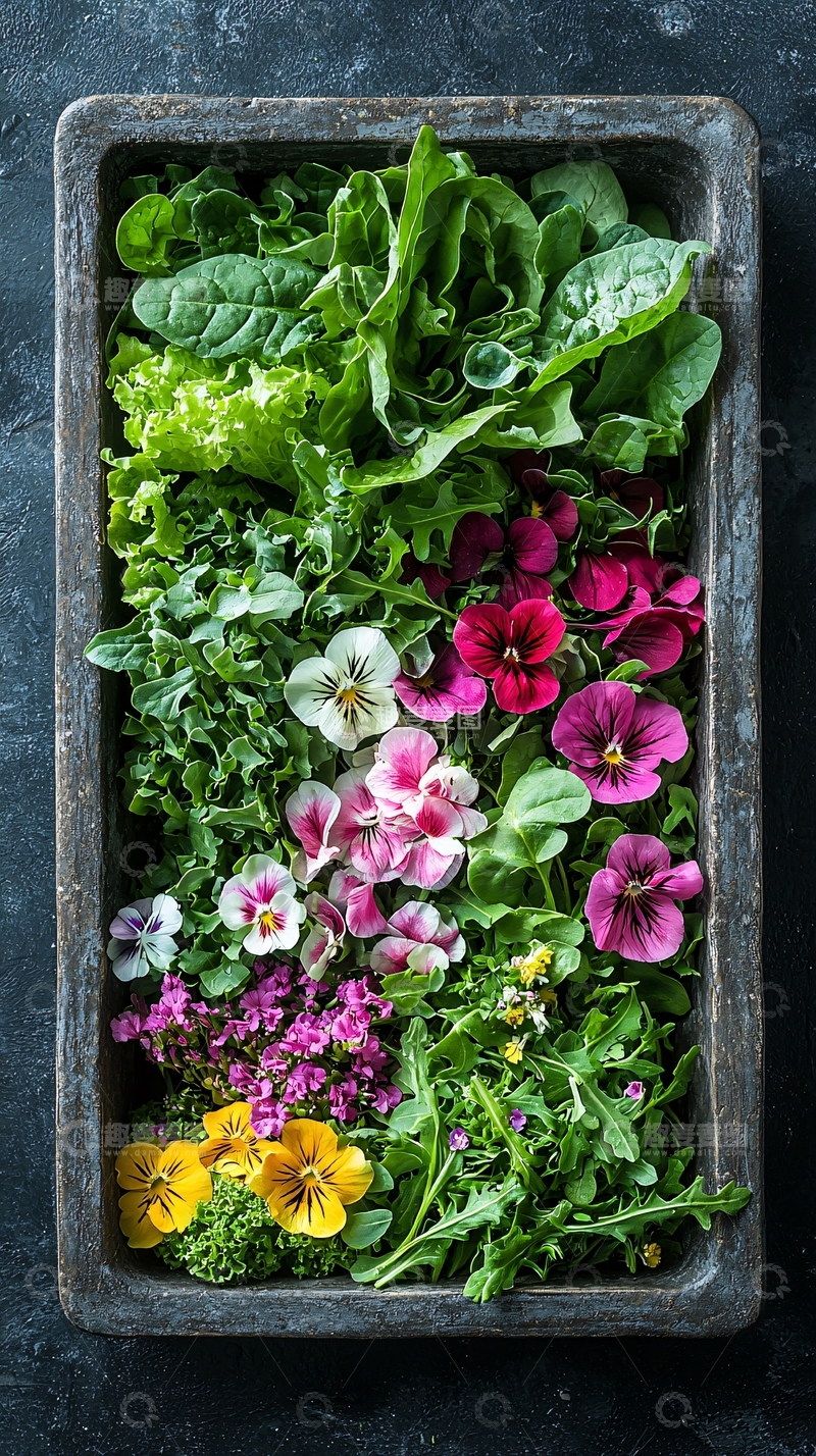 高清大图下载【趣麦麦图】花草植物的木质托盘