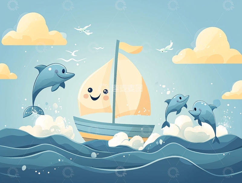 高清大图下载【趣麦麦图】卡通小船