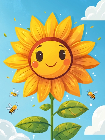 微笑的向日葵卡通形象