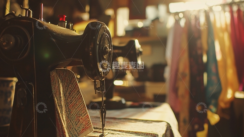 高清大图下载【趣麦麦图】老式缝纫机工作室背景