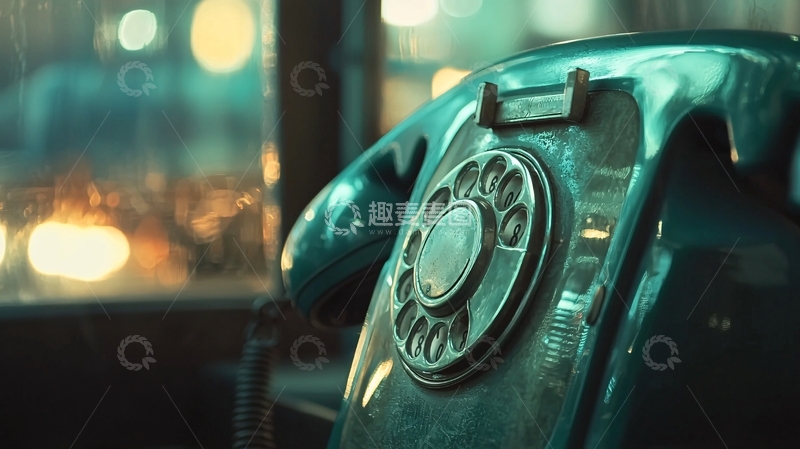 高清大图下载【趣麦麦图】复古绿色老式电话