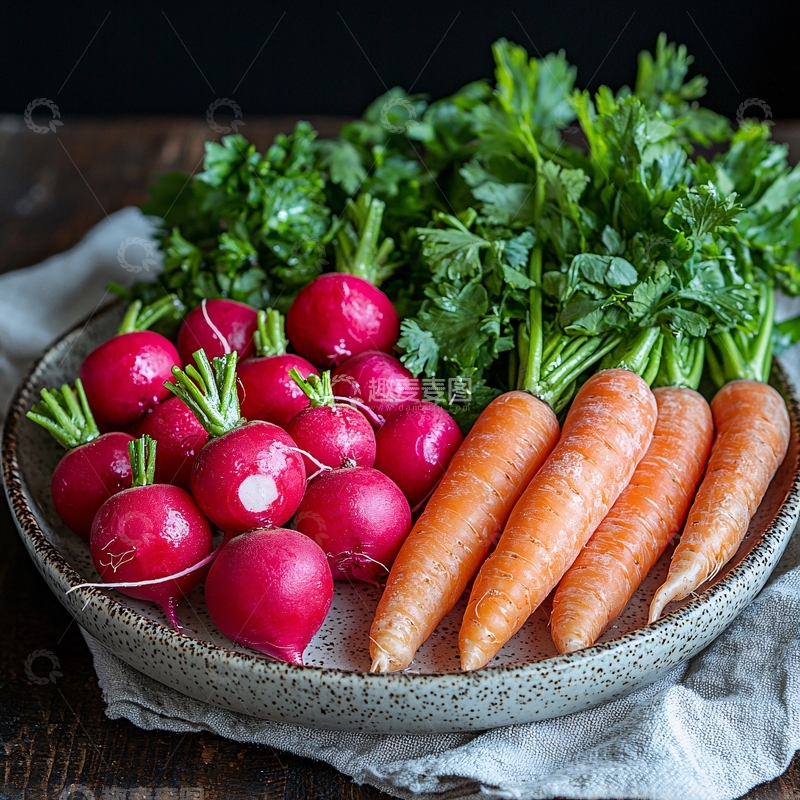 高清大图下载【趣麦麦图】新鲜萝卜胡萝卜和香菜