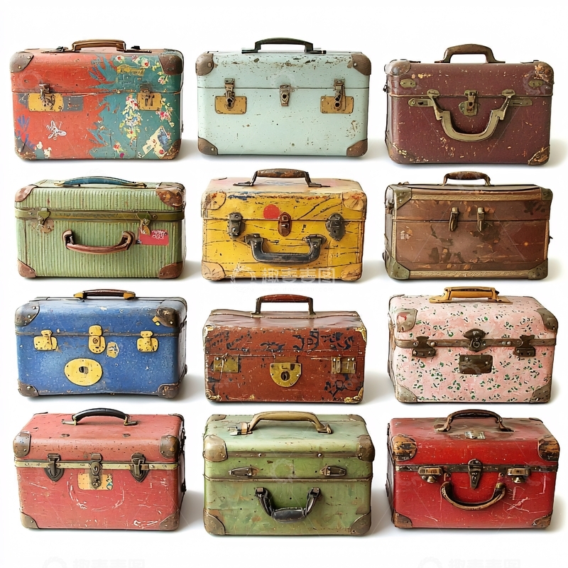 高清大图下载【趣麦麦图】复古旅行箱