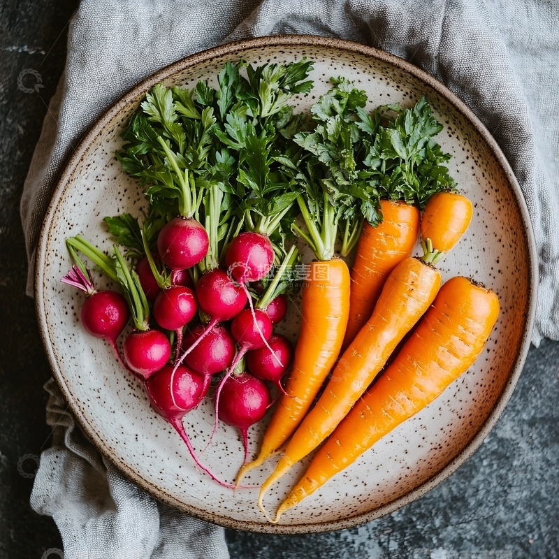 高清大图下载【趣麦麦图】一盘新鲜的胡萝卜和萝卜