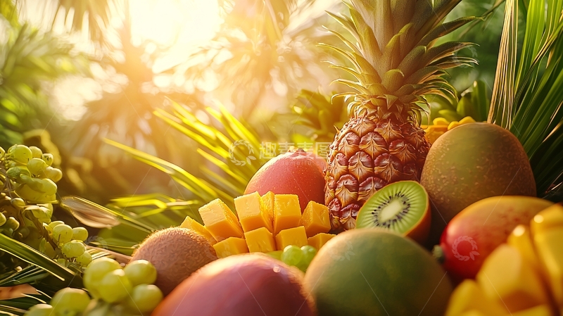 高清大图下载【趣麦麦图】热带水果阳光下的丰收