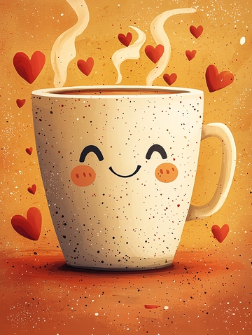手绘爱心咖啡杯