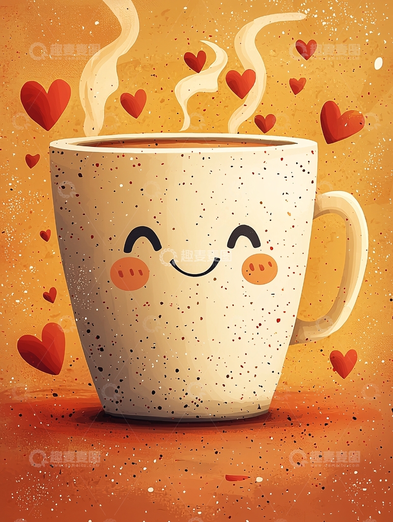 高清大图下载【趣麦麦图】手绘爱心咖啡杯