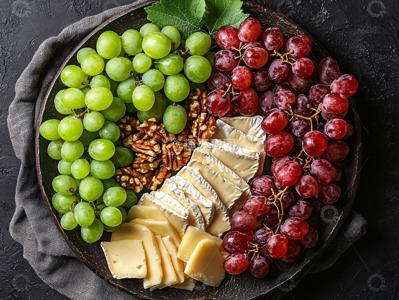 高清大图下载【趣麦麦图】葡萄奶酪坚果拼盘