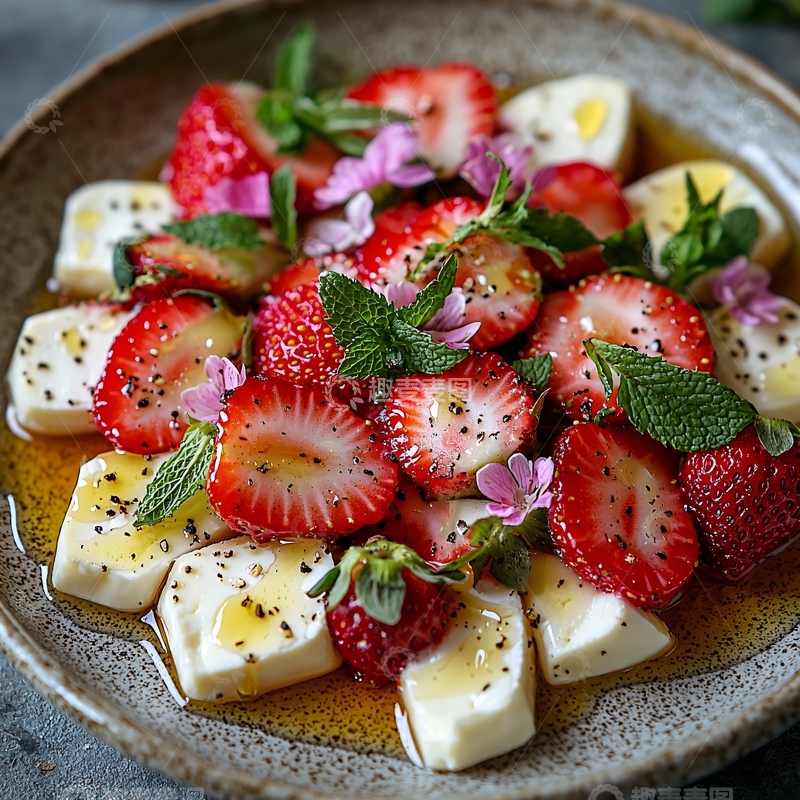 高清大图下载【趣麦麦图】草莓马苏里拉沙拉