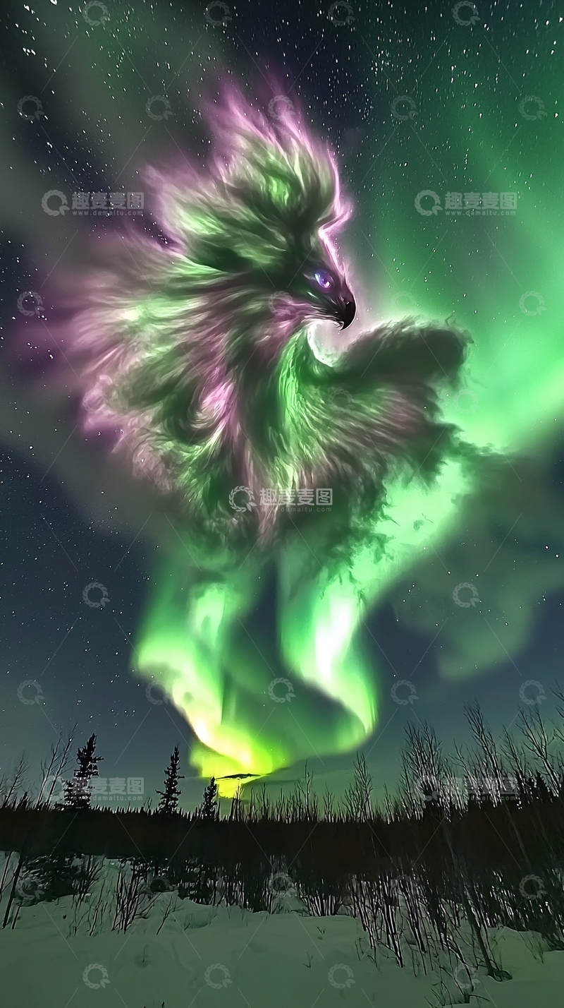高清大图下载【趣麦麦图】极光巨鸟