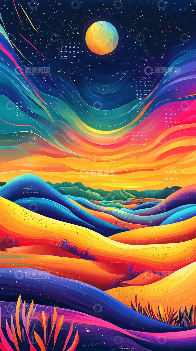 高清大图下载【趣麦麦图】梦幻星空彩云山峦