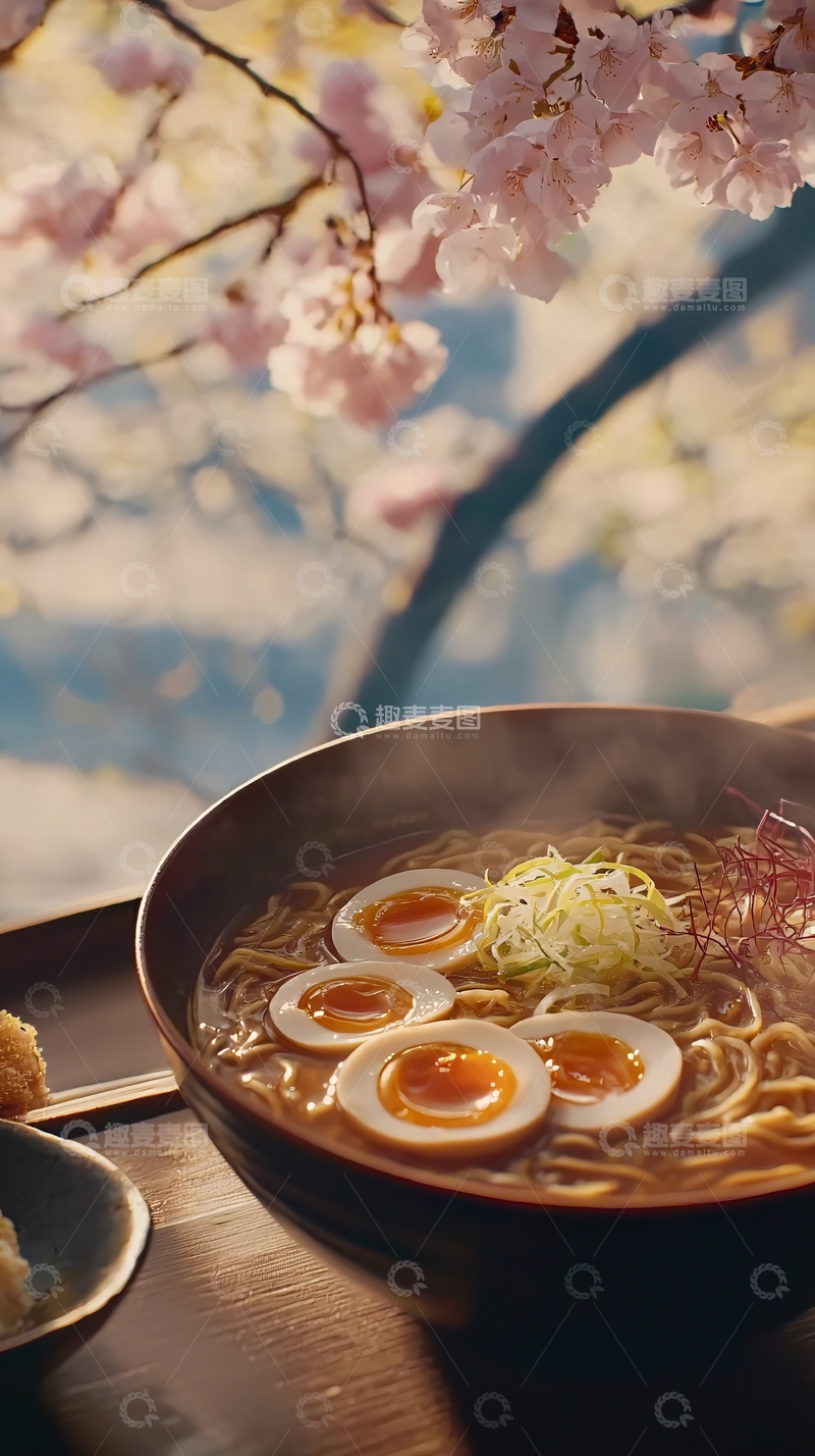 高清大图下载【趣麦麦图】樱花季日式拉面