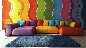 彩虹波浪墙沙发