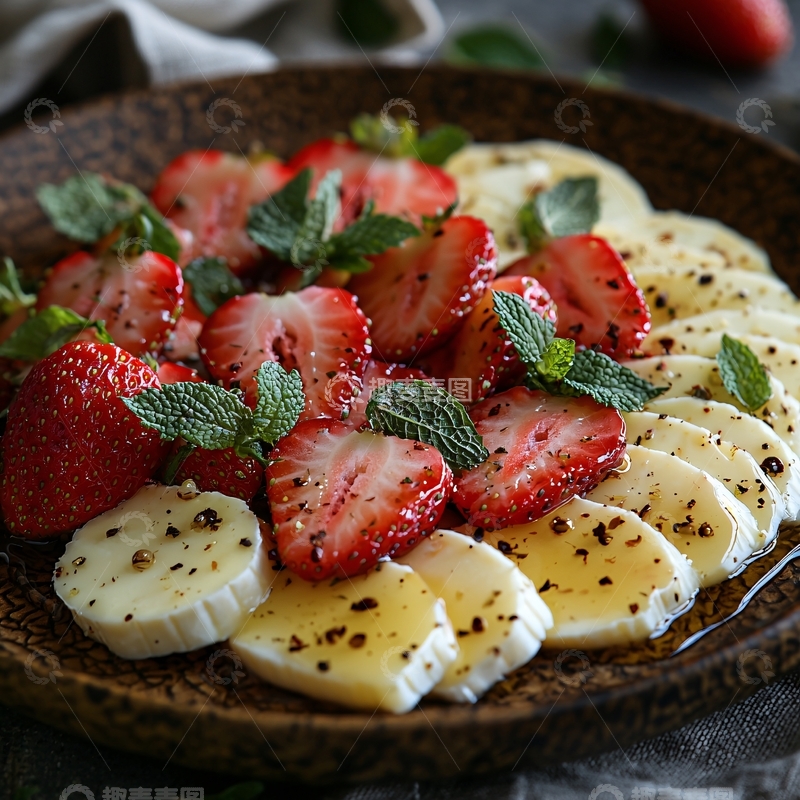 高清大图下载【趣麦麦图】草莓马苏里拉沙拉
