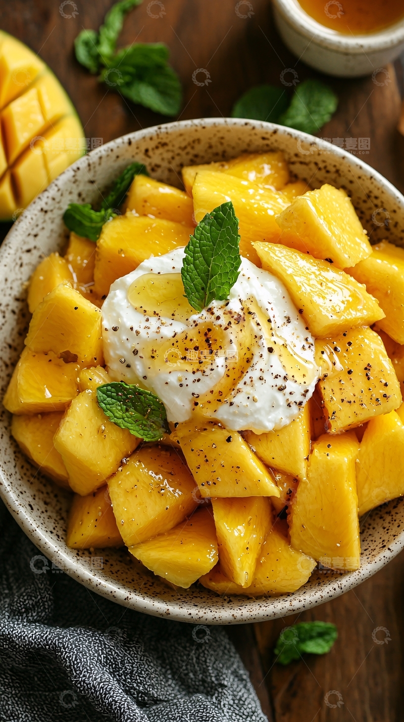 高清大图下载【趣麦麦图】芒果酸奶沙拉