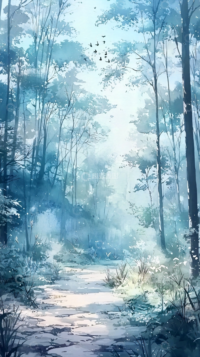高清大图下载【趣麦麦图】蓝调森林小路