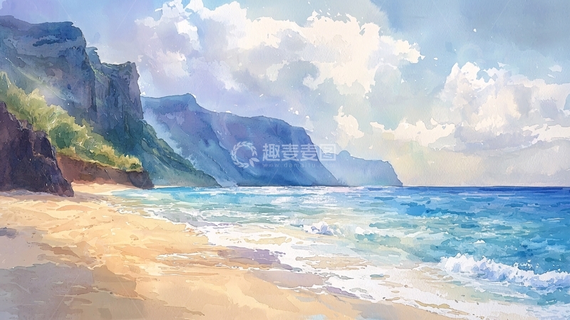 高清大图下载【趣麦麦图】海边风景画