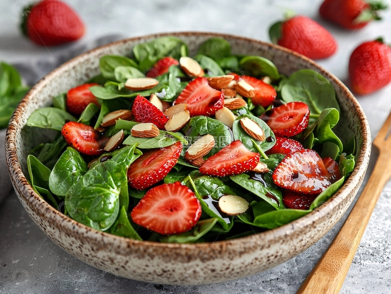 高清大图下载【趣麦麦图】草莓菠菜沙拉
