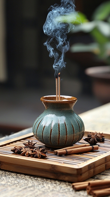 香炉袅袅青烟升起