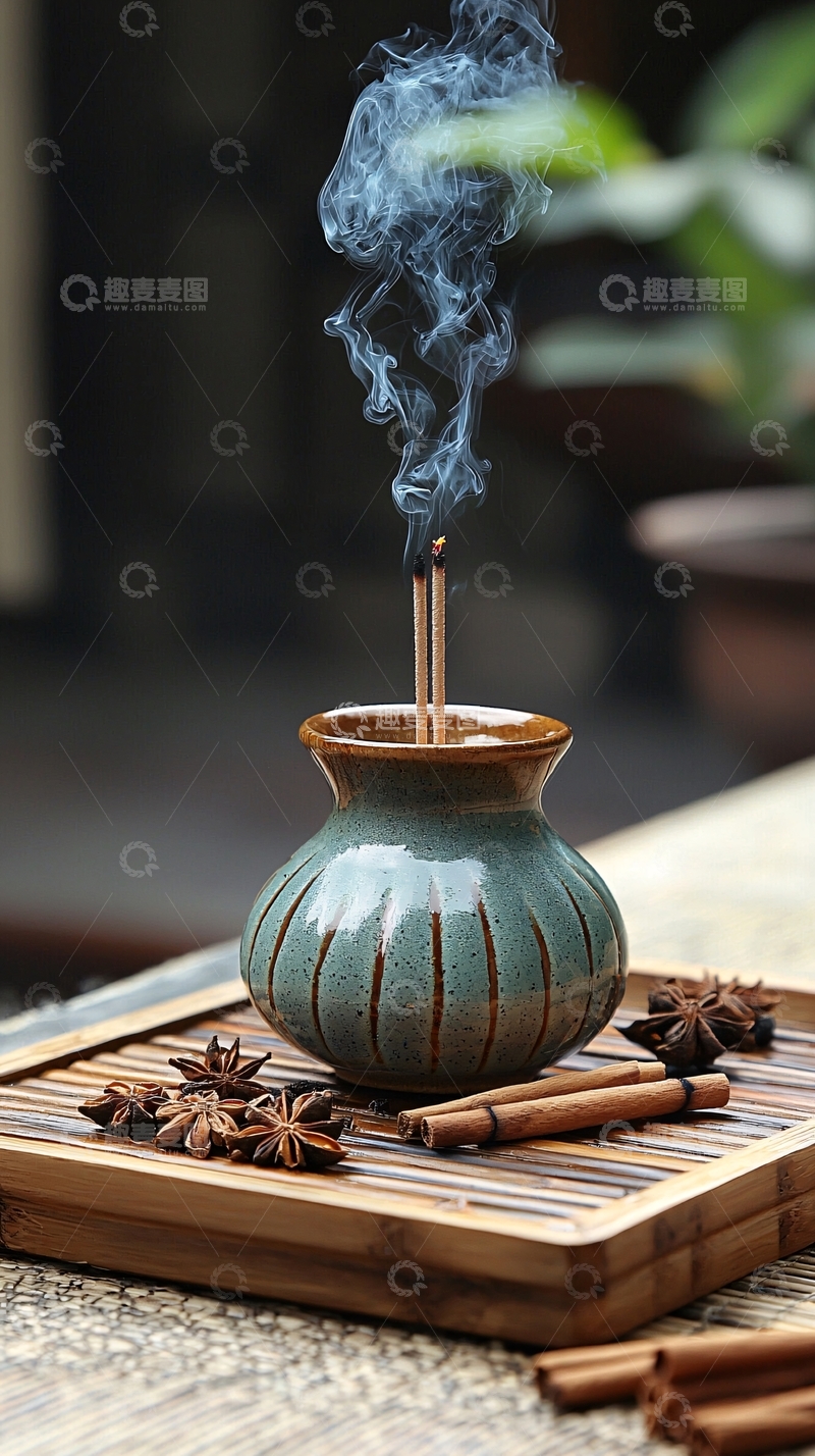 高清大图下载【趣麦麦图】香炉袅袅青烟升起