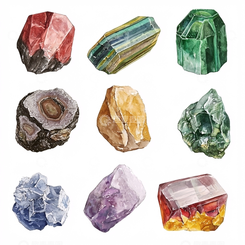 高清大图下载【趣麦麦图】-水彩宝石