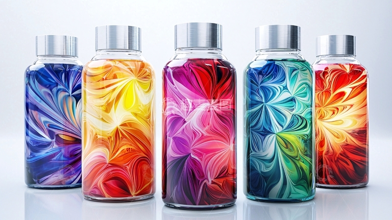 高清大图下载【趣麦麦图】彩色玻璃瓶