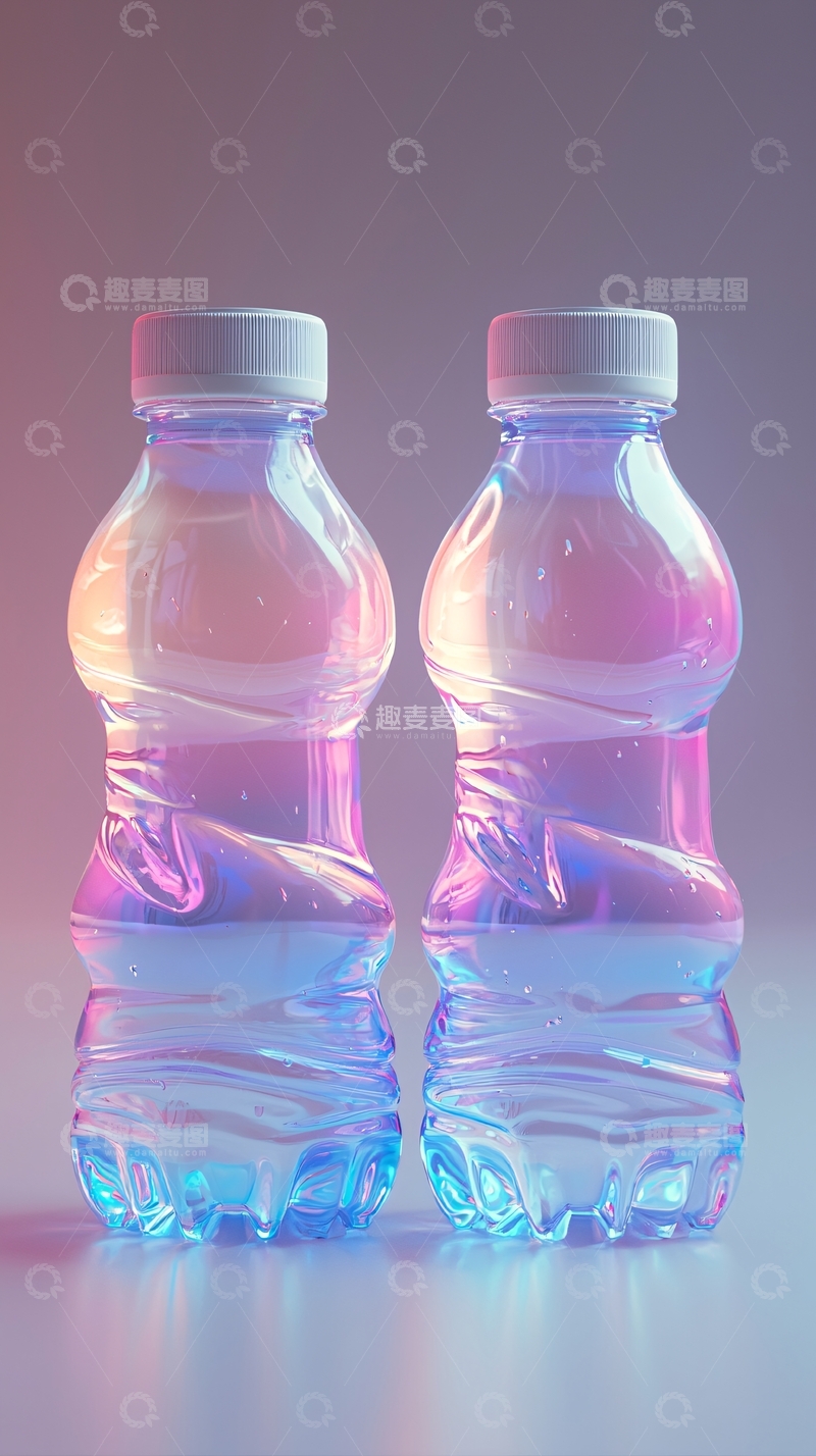 高清大图下载【趣麦麦图】梦幻渐变色矿泉水瓶