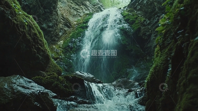 高清大图下载【趣麦麦图】深山峡谷瀑布