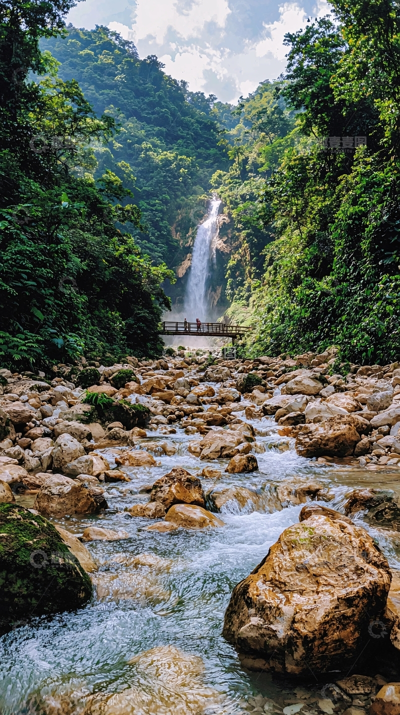 高清大图下载【趣麦麦图】山间瀑布溪流