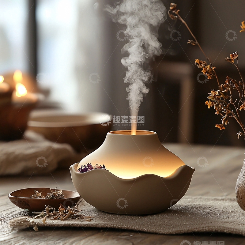 高清大图下载【趣麦麦图】陶瓷香薰加湿器