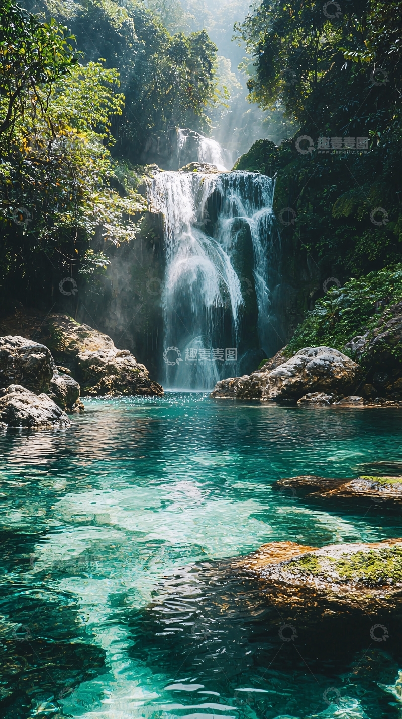 高清大图下载【趣麦麦图】瀑布飞流直下