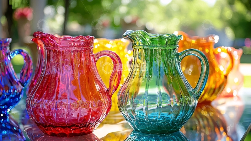 高清大图下载【趣麦麦图】彩色玻璃水壶