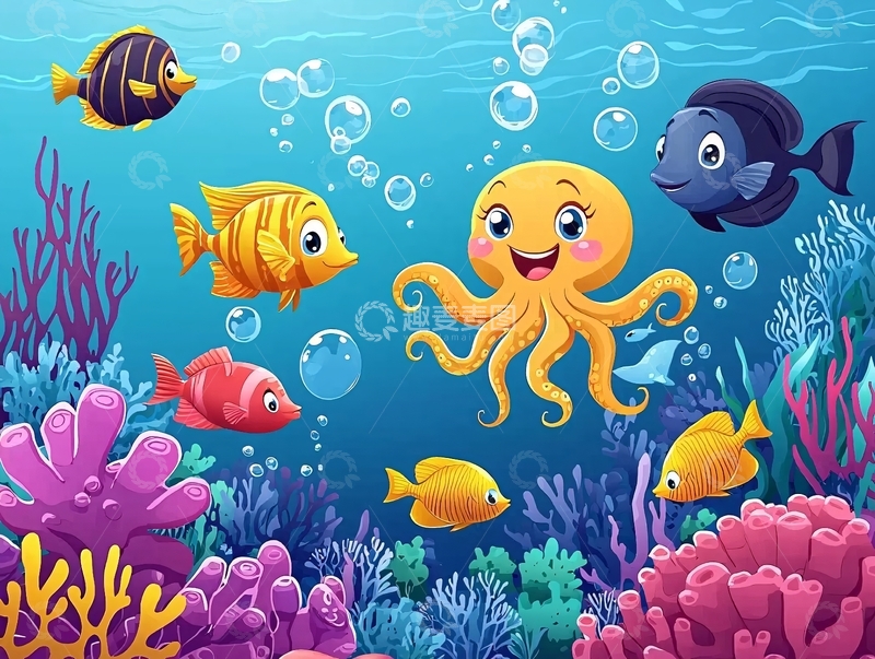 高清大图下载【趣麦麦图】卡通海底世界