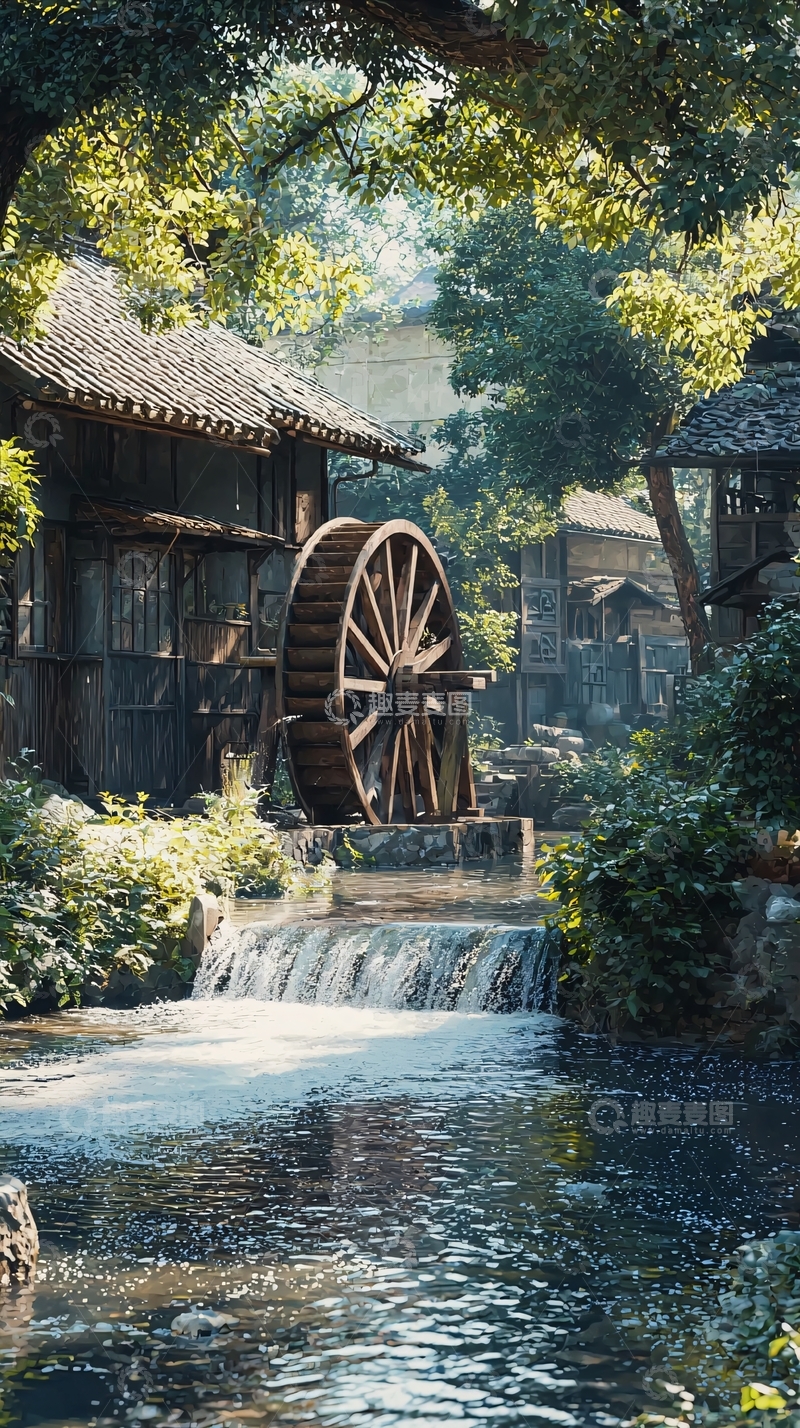 高清大图下载【趣麦麦图】古色古香的山水村庄